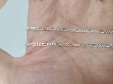 Load image into Gallery viewer, 925 Sterling Silver Figaro Chain Necklace Beveled Edge from Italy 2.5mm 16"-30"