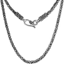 Load image into Gallery viewer, 3mm Sterling Silver Square Byzantine Chain Necklace Bracelet Antiqued Finish
