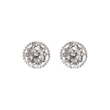 Load image into Gallery viewer, 14K Real White Gold Small Diamond Cut Flower Stud Earrings 12mm