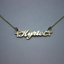 Load image into Gallery viewer, 10K Solid Yellow Gold PERSONALIZED Custom Name Pendant Charm with Cross