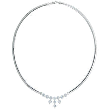 Load image into Gallery viewer, 925 Sterling Silver Cubetto Omega Chain Necklace with Drop CZ 4mm 16 Inch Long