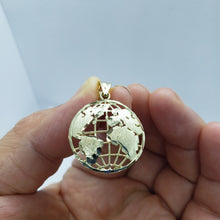 Load image into Gallery viewer, Authentic 10K Yellow White Real Gold Diamond Cut Globe Pendant Men Women 3 Sizes