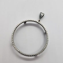 Load image into Gallery viewer, 925 Sterling Silver Silver Eagle Bezel 41 mm 1 oz Coins Prong Back Illusion Edge