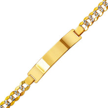 Load image into Gallery viewer, 14K White Pave Gold Curb Light ID Bracelet 10mm/8mm 8" 8.5" Engraving Available
