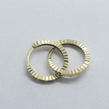 Load image into Gallery viewer, 14K Real Yellow White Gold Huggie Hoop Earrings Diamond Cut Round 12mm Men Women
