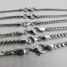 Load image into Gallery viewer, Sterling Silver Franco Chain Necklace Rhodium Finish Italy 1.5mm-4.5mm 16"-36"