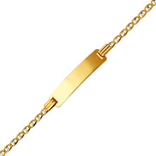 Load image into Gallery viewer, 14K Two Tone Gold Kids Gucci Pave ID Bracelet 6mm/2mm 6" Engraving Available