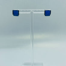 Load image into Gallery viewer, Sterling Silver Synthetic Blue Opal Square Stud Earrings