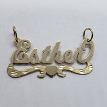 Load image into Gallery viewer, 10K Solid Yellow Gold Handmade Personalized Custom Name Pendant Heart Design
