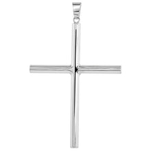 Load image into Gallery viewer, 925 Sterling Silver Plain 5mm Tubular Cross Pendant 3 Inch Tall (75mm)