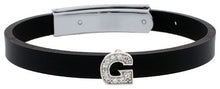 Load image into Gallery viewer, 925 Sterling Silver Alphabet Letter Block CZ Stone Flat Rubber Bracelets, 8mm