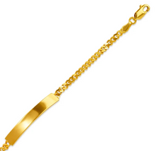 Load image into Gallery viewer, 14K Yellow Gold Shiny Curb Kids ID Bracelet 5mm/3mm Wide 6" Engraving Available