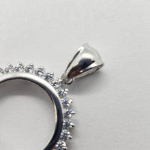 Load image into Gallery viewer, Sterling Silver Cubic Zirconia Dime Bezel CZ Halo 18 mm Coins Prong Back 10 cent