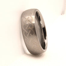 Load image into Gallery viewer, Tungsten Carbide Domed Etched Celtic Knot Brushed Finish Wedding Band Ring 8mm