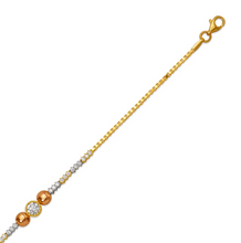 Load image into Gallery viewer, 14K Tricolor Gold 6mm Center, 1mm Ladies Bracelet High Polished Fancy Chain