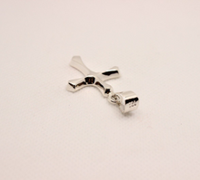 Load image into Gallery viewer, 925 Sterling Silver Skinny Beveled Edge Rhombus Shape Cross Pendant 28.3mm