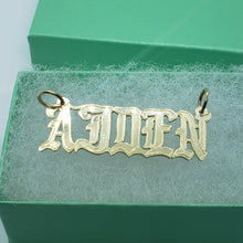 Load image into Gallery viewer, 14K Solid Yellow Gold Handmade Personalized Custom Name Pendant Old English