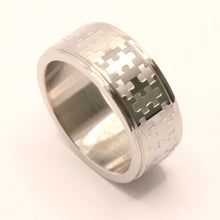 Load image into Gallery viewer, Stainless Steel Flat Simple Jigsaw Puzzle Pattern Wedding Band Ring 8mm