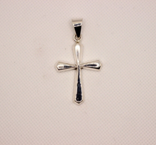 Load image into Gallery viewer, 925 Sterling Simple Beveled Edge Rhombus-Shape Cross Pendant