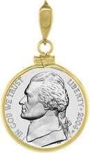 Load image into Gallery viewer, Gold Filled Nickel Bezel Screw Top 21 mm Coin Edge 5 Cent Coin NOT Included