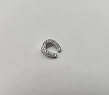 Load image into Gallery viewer, 925 Sterling Silver CZ Horseshoe Pendant Micro Pave 3/8 Inch (10mm) Tall