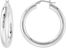 Load image into Gallery viewer, Sterling Silver 4mm Thick Tube Hoop Earrings Plain Polished 3/4-2 3/8 inch Round