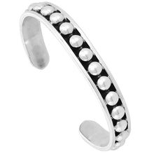 Load image into Gallery viewer, Sterling Silver Cuff Bracelet Beaded Handmade Bangle Cuff Beaded 7.25 inch