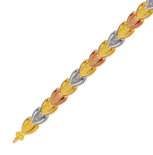 Load image into Gallery viewer, 14K Tri Color Gold Faceted Diamond Cut Bracelet 6 mm 7" Chain Brazalete tricolor