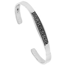 Load image into Gallery viewer, 925 Sterling Silver Flat Greek Key Center Motif Cuff Bracelet 7.25" Long