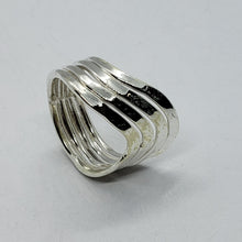 Load image into Gallery viewer, Sterling Silver Wire Wrap Ring Hammered Curves Bypass Handmade 1 1/8in Size 6~10