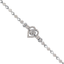 Load image into Gallery viewer, Authentic 14K White Gold 15 Anos Years CZ Gem Heart Bracelet Quinceañera Gift