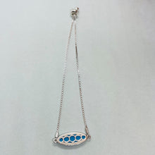 Load image into Gallery viewer, Sterling Silver Synthetic Opal Long Oval Bolo Bracelet for Women Sliding Clasp