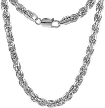 Load image into Gallery viewer, 6mm Sterling Silver D/C Rope Chain Necklaces Bracelets Handmade Italy 8 to 30 in