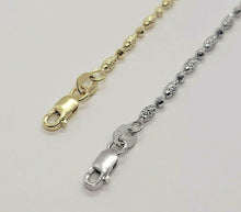 Load image into Gallery viewer, 14k Solid Yellow White Gold D/C Bead Chain Necklace Men Women 2mm / 16" ~ 24"