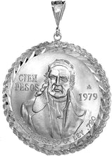 Load image into Gallery viewer, 925 Sterling Silver Mexican Cien Pesos D/C Rope Bezel 39mm Coins Prong Back