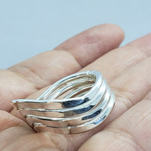 Load image into Gallery viewer, Sterling Silver Wire Wrap Ring Hammered Curves Bypass Handmade 1 1/8in Size 6~10