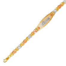 Load image into Gallery viewer, 14K Tri Color Gold Faceted Diamond Cut Amor ID Bracelet 6mm / 12mm 7" Chain
