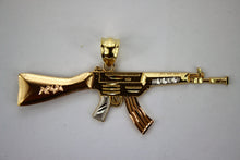 Load image into Gallery viewer, Authentic 10K Solid Yellow White Rose Gold Tri-Color Gun Rifle Pendant Charm