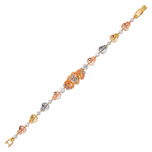 Load image into Gallery viewer, Authentic 14K Tricolor Gold Fancy 15 Anos Years CZ Bracelet Quinceañera Gift