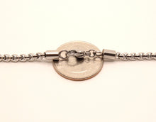 Load image into Gallery viewer, Stainless Steel Cylindrical Round Box Chain Necklace 3.6mm, Sizes 18-24 Inches