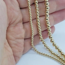Load image into Gallery viewer, 14K Yellow Gold Hollow 3mm 4mm 5mm Bead Chain Bracelet 6.75" 7" with Extension