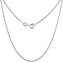 Load image into Gallery viewer, 925 Sterling Silver Rope Chain Necklace Rhodium Finish Diamond Cut 1mm 16"-20"