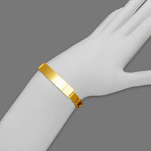 Load image into Gallery viewer, 14K Yellow Gold Figaro Concave ID Bracelet 7mm/7mm 8" 8.5" Engraving Available