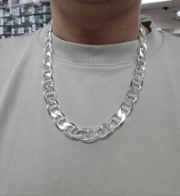 Load image into Gallery viewer, 925 Sterling Solid Silver Italy Flat Mariner Link Chain Necklace Bracelet 13.5mm