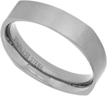 Load image into Gallery viewer, Surgical Steel 5mm Square Wedding Band Ring Comfort-fit Matte Finish SZ 7 to 14