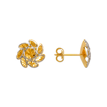 Load image into Gallery viewer, 14K White Gold High Polished Diamond Cut Flower Stud Earrings 13mm