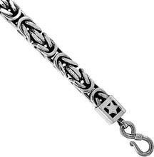 Load image into Gallery viewer, 10mm Sterling Silver Square BYZANTINE Chain Necklace Bracelet Antiqued Finish