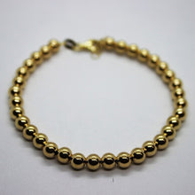 Load image into Gallery viewer, 14K Yellow Gold Hollow High Polished Bead Bracelet 6.75" or 7" with extension