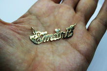 Load image into Gallery viewer, 14K Solid Yellow Gold Personalized Custom Name Pendant Charm Heart Diamond Cut