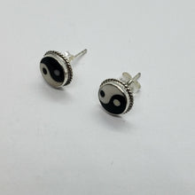 Load image into Gallery viewer, 925 Solid Sterling Silver Yin Yang Stud Earrings 3/8 inch (10mm) for Women Girl